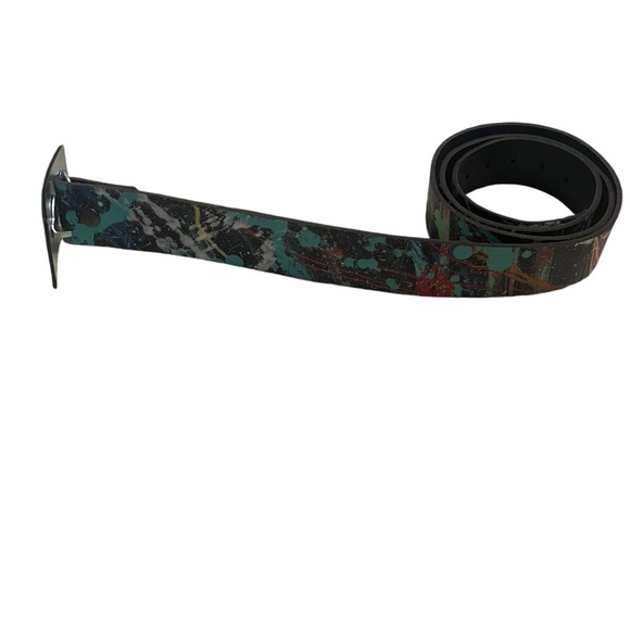 Handmade Color Splash Leather Black Belt Silver Tone Hardware (NWOT) - Picture 9 of 9